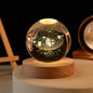 3D Crystal Ball LED Night Light with Wooden Base