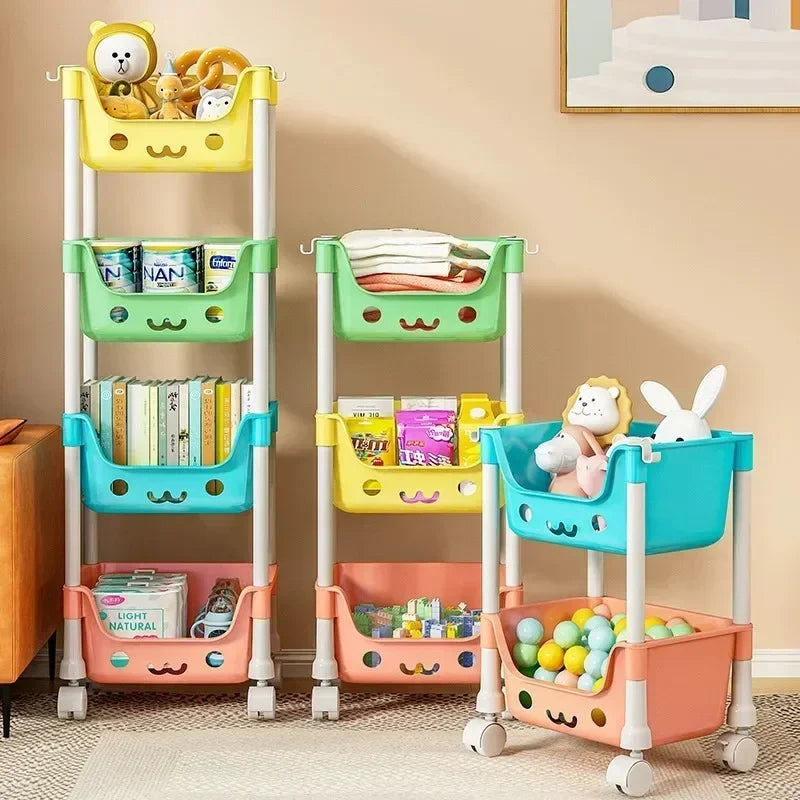 4-Layer Kids' Storage Trolley for Books and Toys