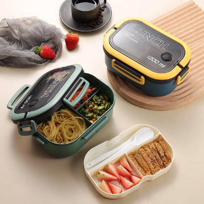 Multilayer Oval Lunch Box with Fork