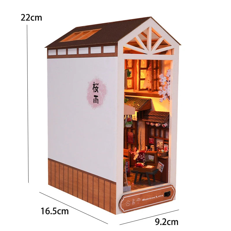 Miniature Wooden Dollhouse Bookshelf Decor Kit