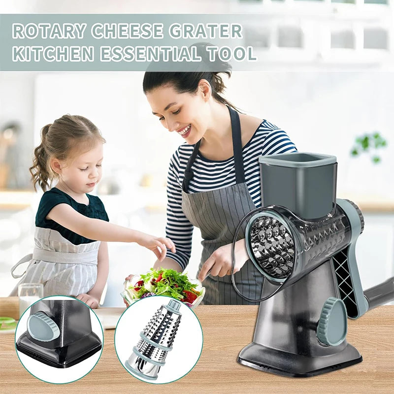 3-in-1 Rotary Cheese and Vegetable Grater