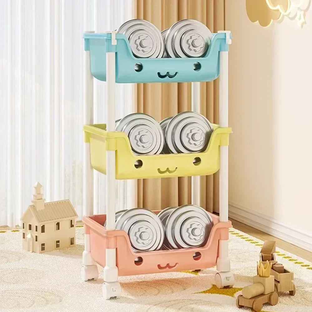 4-Layer Kids' Storage Trolley for Books and Toys