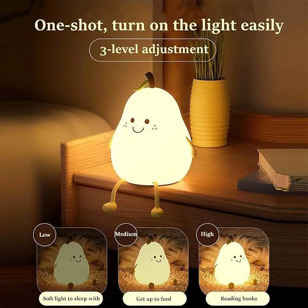 Cute Pear-Shaped Silicone Night Light