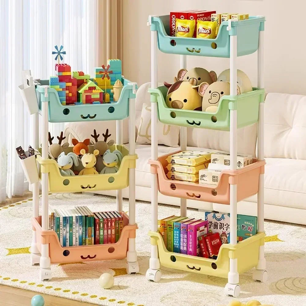 4-Layer Kids' Storage Trolley for Books and Toys